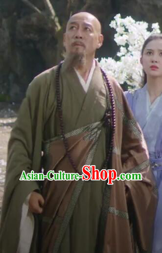 Mysterious Lotus Casebook China Ancient Monk Master Costumes TV Series Abbot Wu Liao Replica Clothing