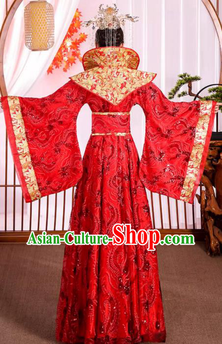 China Traditional Hanfu Queen Red Dress Ancient Imperial Consort Costume Tang Dynasty Empress Wedding Clothing