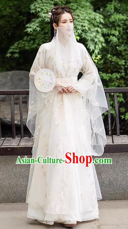 China Ancient Goddess Costume Traditional Hanfu San Sheng San Shi Bai Qian Clothing Fairy Dress