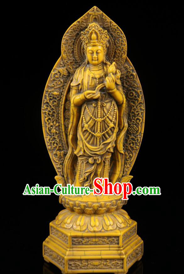 Chinese Ox Bone Carving Collections Handicraft Sculptures Handmade Western Three Buddha Statues