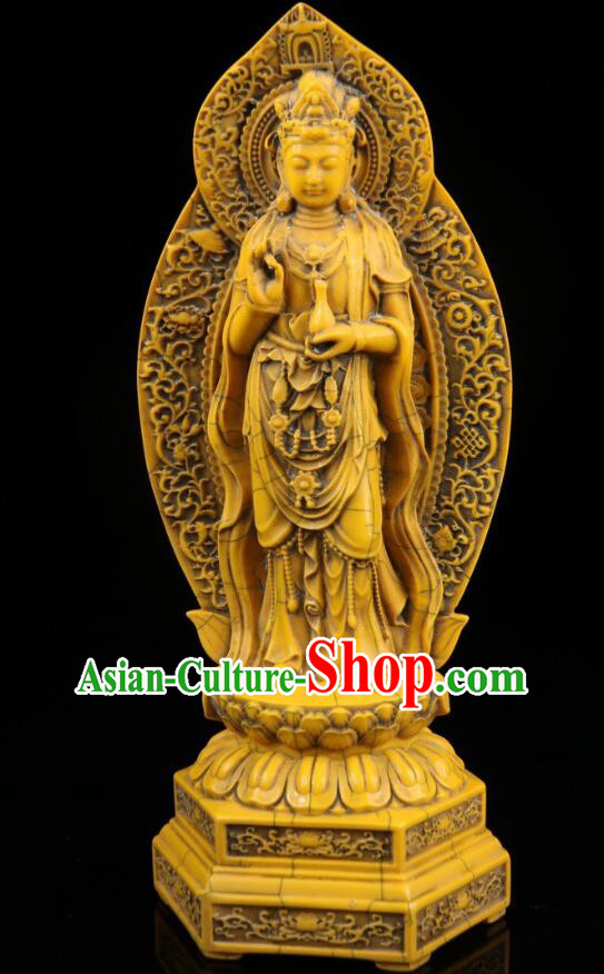 Chinese Ox Bone Carving Collections Handicraft Sculptures Handmade Western Three Buddha Statues