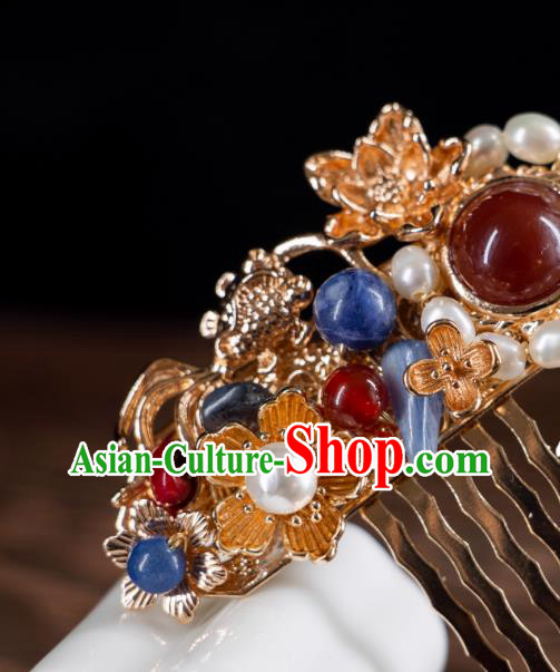 China Mibg Dynasty Pearl Hair Combs Ancient Empress Hair Jewelries Handmade Hanfu Accessories