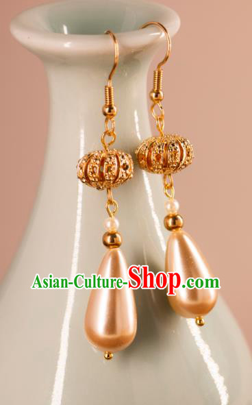 Ancient Bride Pearl Earrings Handmade Hanfu Jewelries China Ming Dynasty Empress Ear Accessories