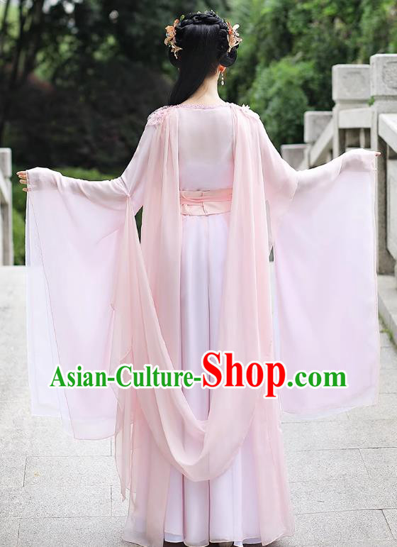China Song Dynasty Woman Replicate Clothing Traditional Hanfu Fairy Pink Dress Ancient Clothing