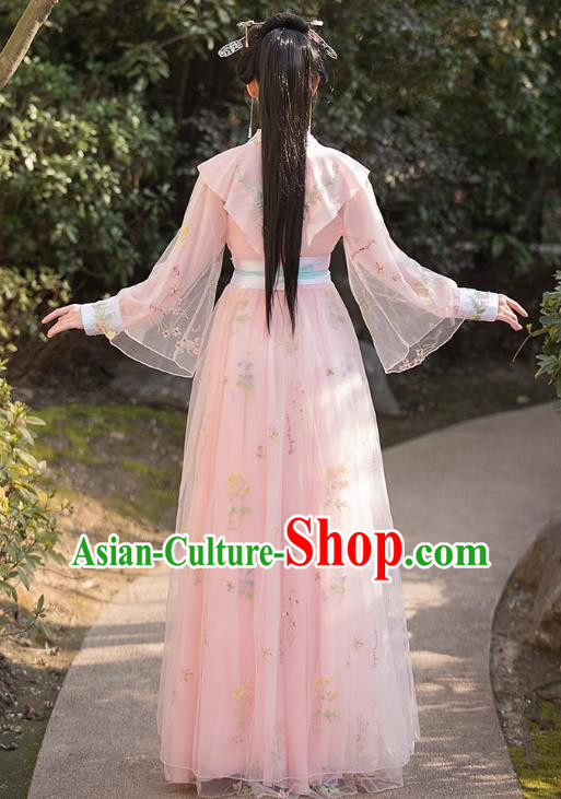 China Ancient Young Lady Clothing Song Dynasty Replicate Clothing Traditional Hanfu Fairy Pink Dress