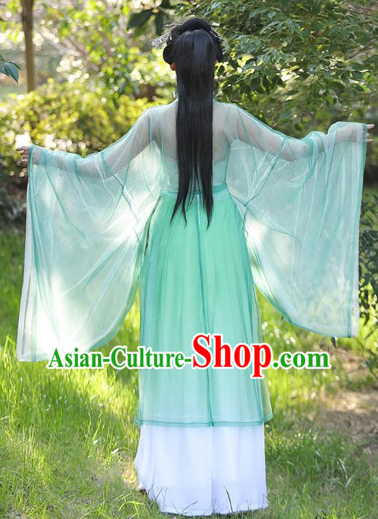 China Ancient Fairy Clothing Tang Dynasty Female Replicate Clothing Traditional Hanfu Green Hezi Dress