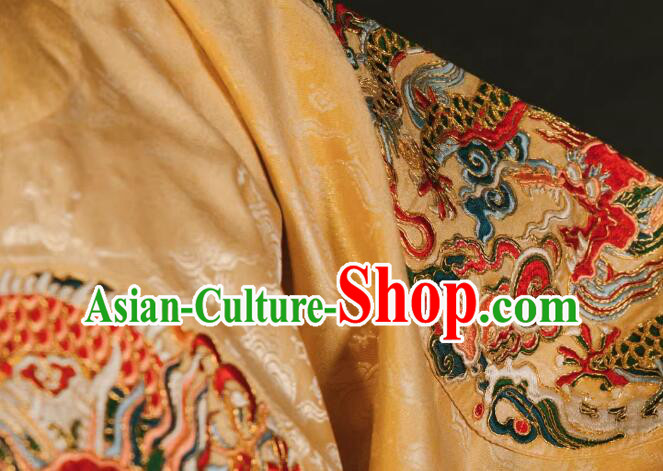 China Ancient Clothing Ming Dynasty Replicate Clothing Emperor Yellow Embroidered Robe