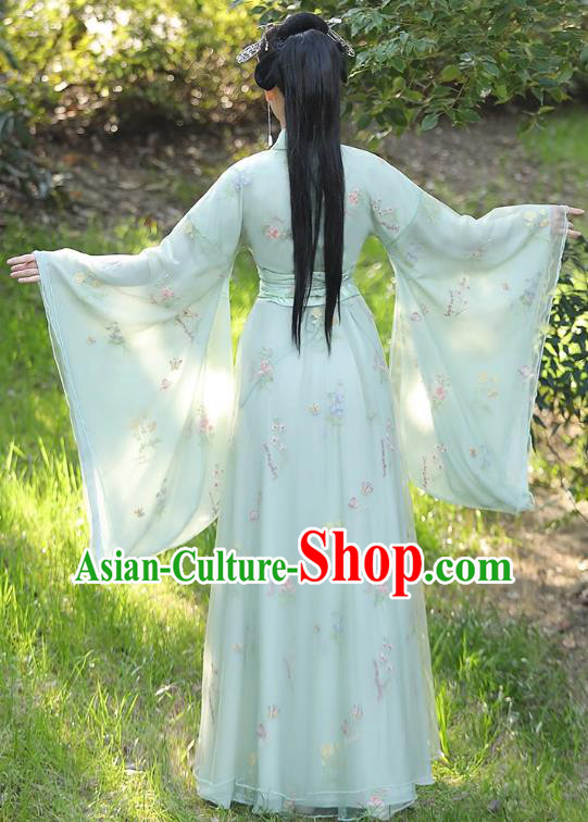 China Song Dynasty Princess Costume Ancient Clothing Traditional Wide Sleeve Green Hanfu Dress