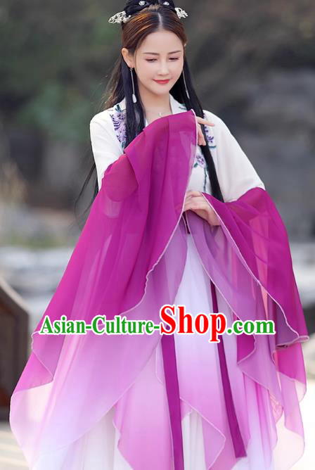 Purple Fairy Dress China Han Dynasty Princess Costume Ancient Hanfu Classical Dance Clothing