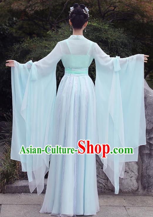 China Classical Dance Clothing Light Green Fairy Dress Song Dynasty Princess Costume Ancient Hanfu