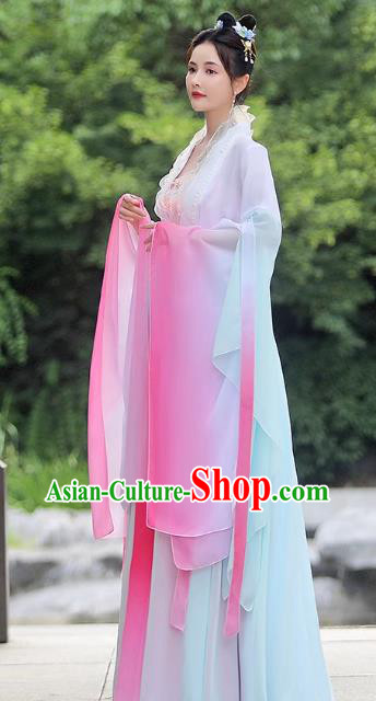 China Classical Dance Clothing Qin Dynasty Princess Costume Pink Fairy Dress Ancient Goddess Hanfu