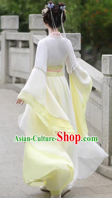 China Ancient Woman Hanfu Classical Dance Clothing Song Dynasty Princess Costume Yellow Fairy Dress