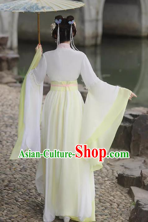 China Ancient Woman Hanfu Classical Dance Clothing Song Dynasty Princess Costume Yellow Fairy Dress