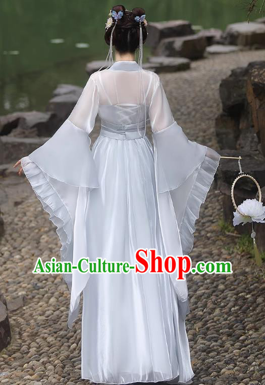 China Grey Fairy Dress Ancient Princess Hanfu Classical Dance Clothing Jin Dynasty Costume