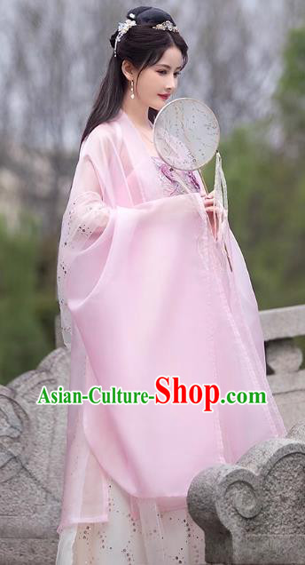 China Ancient Hanfu Hezi Qun Tang Dynasty Princess Costume Classical Dance Pink Dress