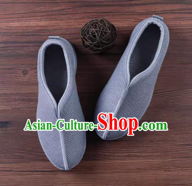 China Winter Monk Shoes Handmade Lay Buddhist Shoes Grey Insulating Shoes