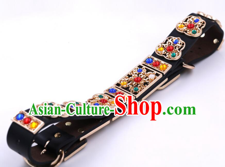 China Ancient Royal Guards Waistband Handmade Feiyu Leather Blet Ming Dynasty Swordsman Belt