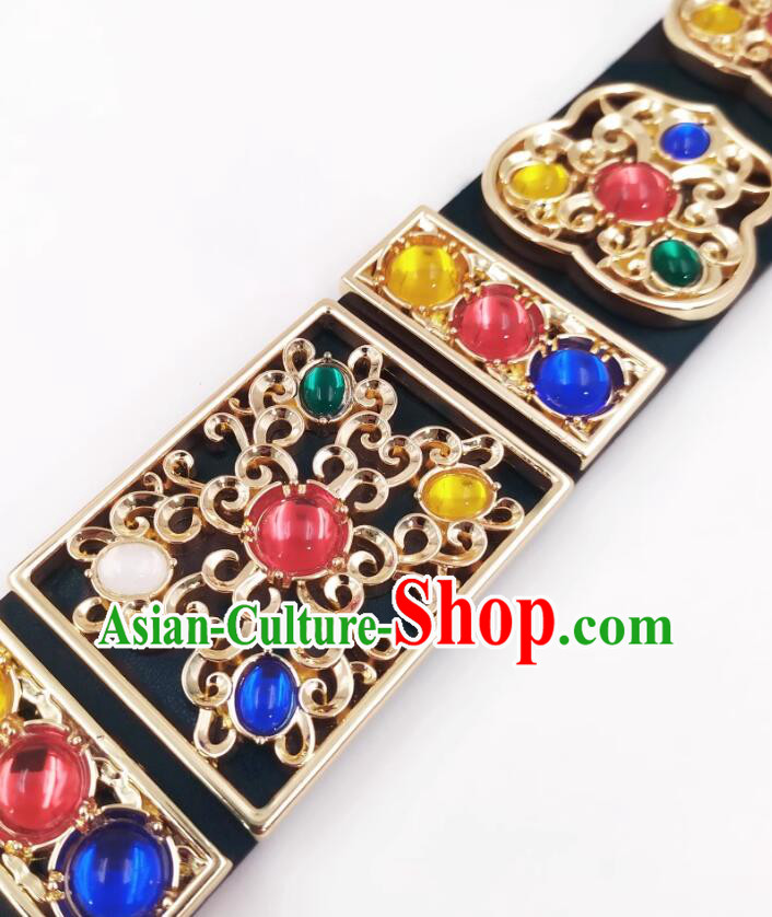 China Ancient Royal Guards Waistband Handmade Feiyu Leather Blet Ming Dynasty Swordsman Belt