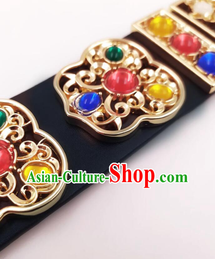 China Ancient Royal Guards Waistband Handmade Feiyu Leather Blet Ming Dynasty Swordsman Belt