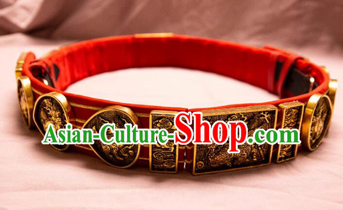 China Ming Dynasty Emperor Belt Ancient Official Waistband Handmade Carving Kylin Belt