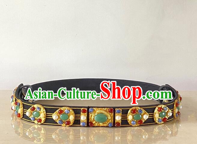 China Handmade Gems Belt Ming Dynasty Emperor Belt Ancient Royal Prince Waistband