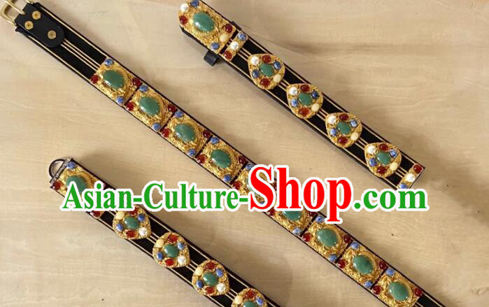 China Handmade Gems Belt Ming Dynasty Emperor Belt Ancient Royal Prince Waistband