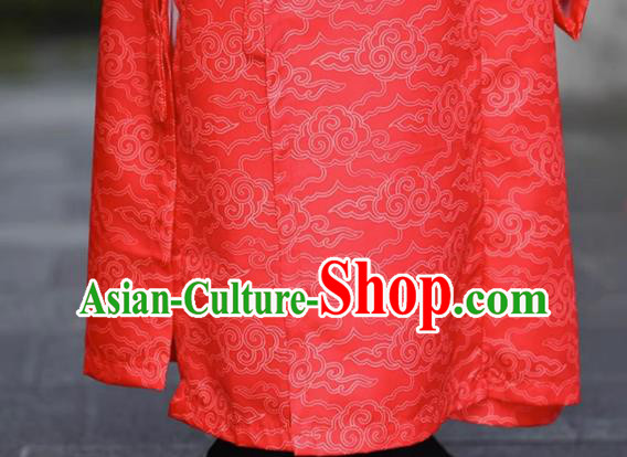 China Traditional Hanfu Garment Ancient Official Costume Ming Dynasty Military Officer Red Robe