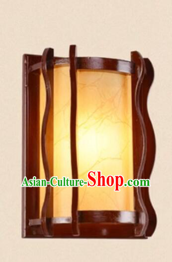 Handmade Hallway Lamp Chinese Wood Wall Lantern Top Imitation Sheepskin Lamp
