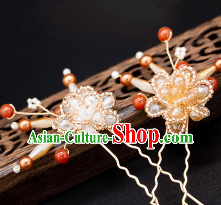 Handmade Hanfu Hair Jewelry China Ancient Empress Hairpin Ming Dynasty Princess Beads Hair Clip