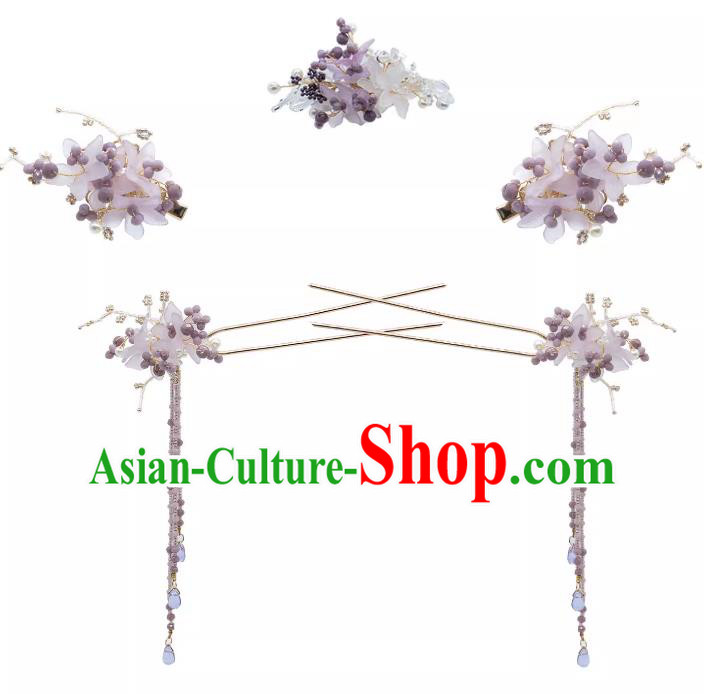 China Handmade Hanfu Hair Jewelries Ancient Goddess Hairpins Song Dynasty Princess Headpieces Complete Set