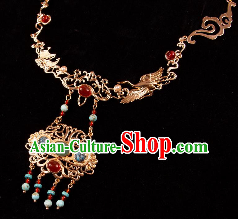 China Tang Dynasty Princess Headpiece Handmade Hanfu Hair Jewelry Ancient Dunhuang Goddess Frontlet