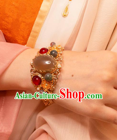 China Ancient Empress Bracelet Tang Dynasty Princess Gem Wristlet Handmade Hanfu Jewelry
