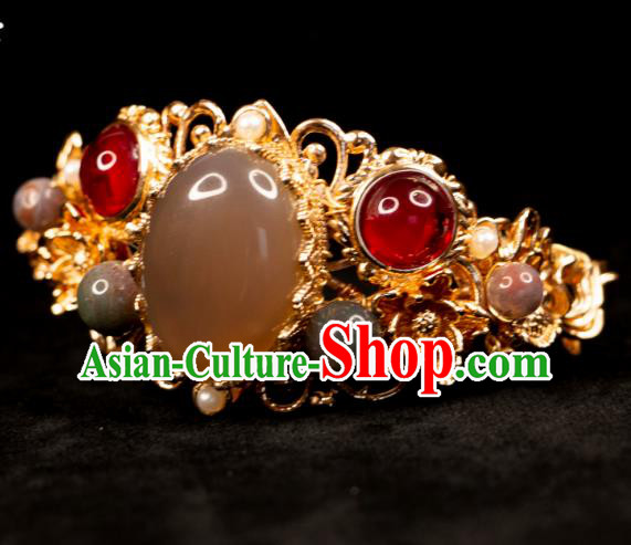 China Ancient Empress Bracelet Tang Dynasty Princess Gem Wristlet Handmade Hanfu Jewelry