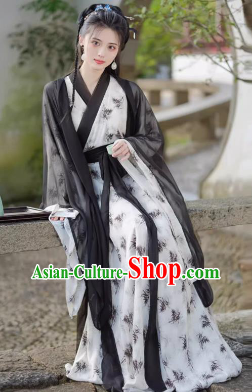 China Jin Dynasty Young Woman Clothing Traditional Hanfu Wuxia Outfit Ancient Swordsman Costumes