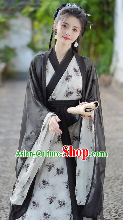 China Jin Dynasty Young Woman Clothing Traditional Hanfu Wuxia Outfit Ancient Swordsman Costumes