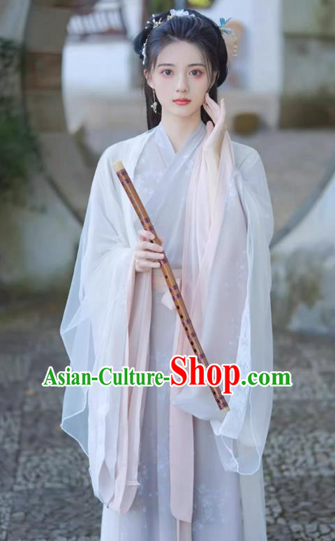 China Southern and Northern Dynasties Woman Costumes Traditional Hanfu Wide Sleeve Dress Ancient Fairy Clothing