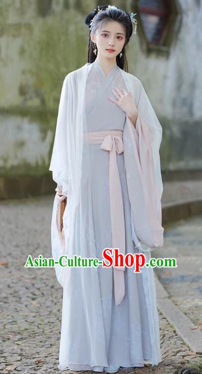 China Southern and Northern Dynasties Woman Costumes Traditional Hanfu Wide Sleeve Dress Ancient Fairy Clothing