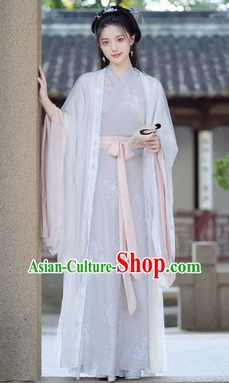China Southern and Northern Dynasties Woman Costumes Traditional Hanfu Wide Sleeve Dress Ancient Fairy Clothing