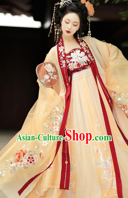 China Ancient Goddess Clothing Tang Dynasty Royal Princess Costumes Traditional Hanfu Embroidered Dress