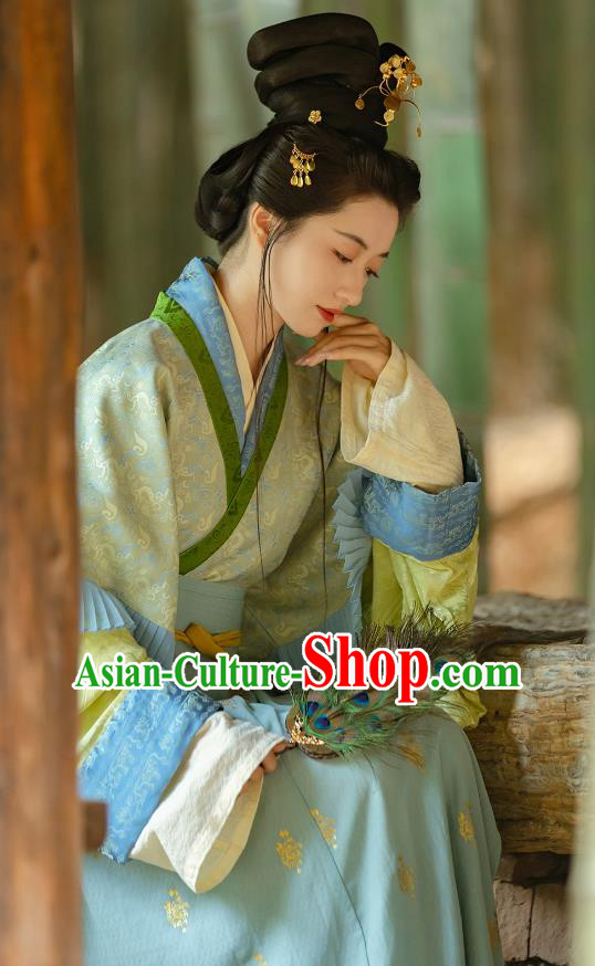 China Jin Dynasty Court Beauty Costumes Traditional Hanfu Dresses Ancient Goddess Luoshen Clothing