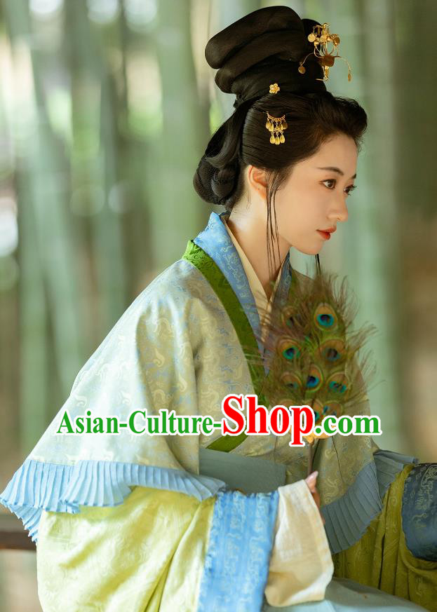 China Jin Dynasty Court Beauty Costumes Traditional Hanfu Dresses Ancient Goddess Luoshen Clothing