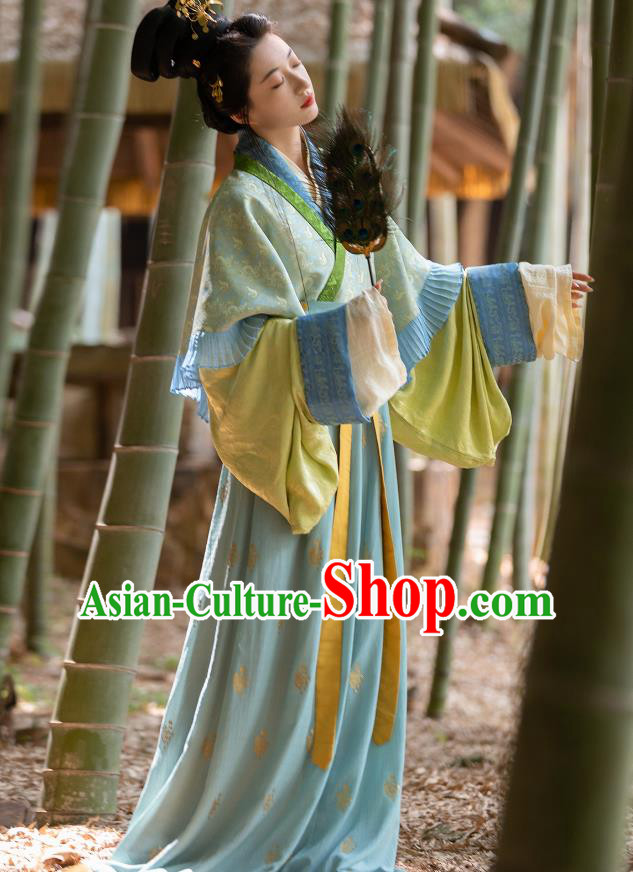 China Jin Dynasty Court Beauty Costumes Traditional Hanfu Dresses Ancient Goddess Luoshen Clothing