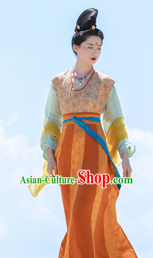 China Ancient Palace Lady Clothing Early Tang Dynasty Court Princess Costumes Traditional Hanfu Dresses