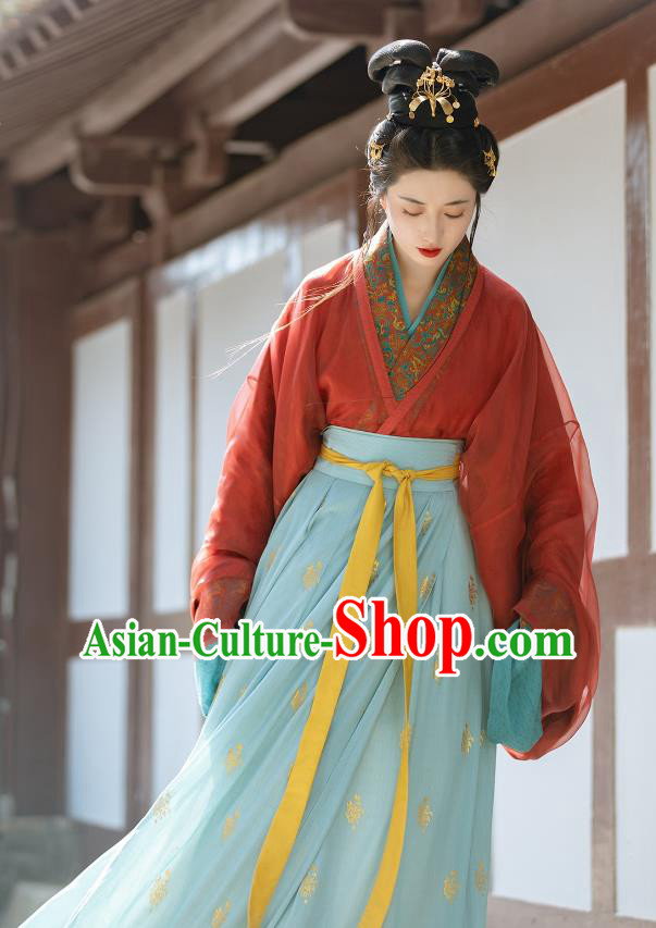 China Traditional Hanfu Dresses Ancient Noble Woman Clothing Han Dynasty Beauty Da Qiao Costumes