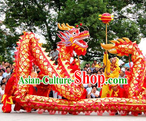 Professional Dragon Dancing Competition Prop Handmade China New Year Dragon Dance Giant Dragon Head and Costume Complete Set