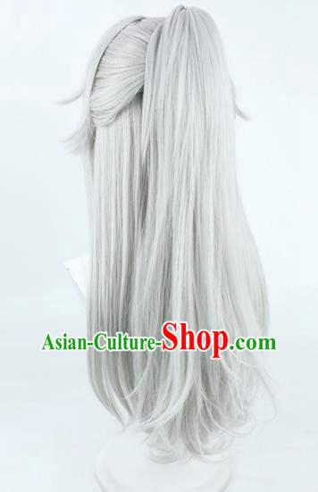 Honkai Impact: Star Dome Railway Jingyuan Cos Wig Silver White Tiger Mouth Clip