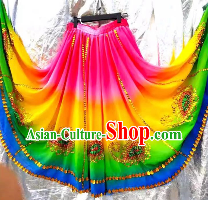 Full-color Chinese Xinjiang dance Uyghur Maixi Laipu stage square dance ethnic characteristics pure handmade sequined skirt with large swing