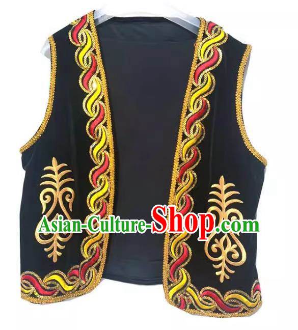 Black China Xinjiang dance costume men vest