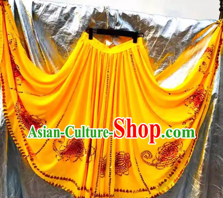 Yellow Chinese Xinjiang Dance Uyghur Maixilipu Stage Square Dance Ethnic Characteristics Pure Handmade Sequin Large Swing Skirt