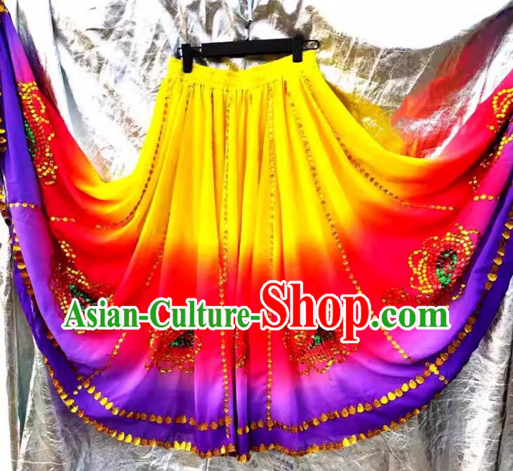 Gradient Chinese Xinjiang dance Uyghur Maixi Laipu stage square dance ethnic characteristics pure handmade sequins large swing skirt